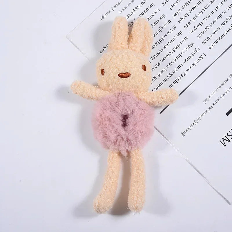 Korean Plush Ponytail Headband Elastic Hair Ring Headwear Cute Cartoon Animal Rubber Hair Bands Ties for Girls Kids Accessories