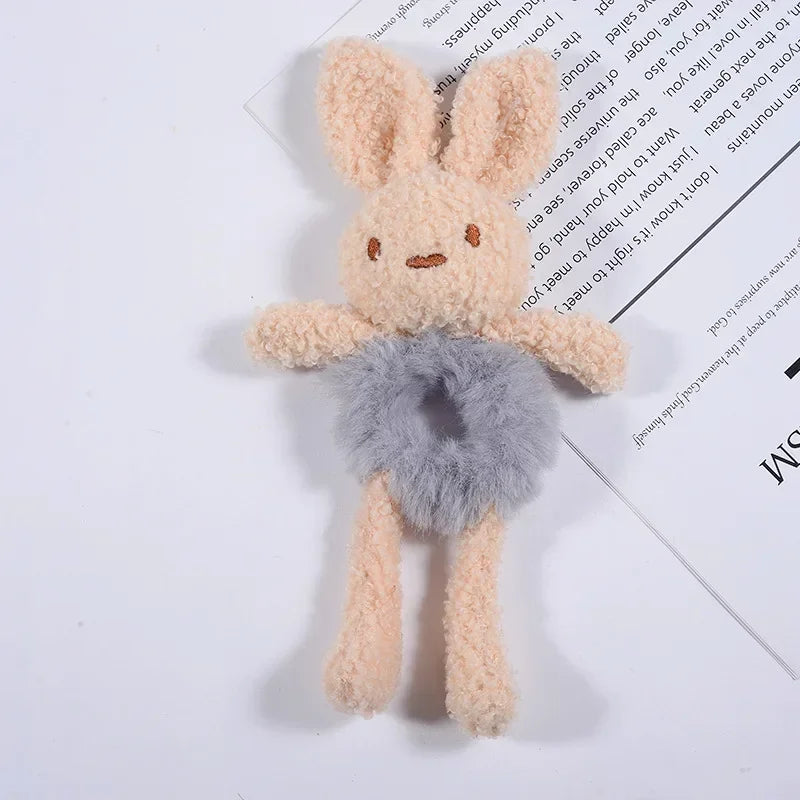 Korean Plush Ponytail Headband Elastic Hair Ring Headwear Cute Cartoon Animal Rubber Hair Bands Ties for Girls Kids Accessories